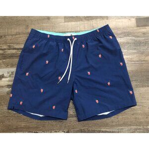 Bonbos Mens Large Blue AOP Lined Briefed Swim Swimming Trunks